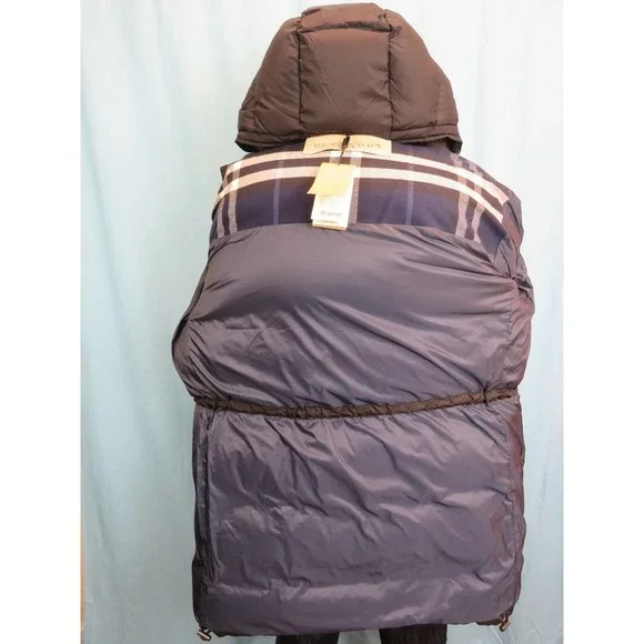 $1290 BURBERRY BENSEN BLACK HOODED CHECK LOGO DOWN PARKA PUFFER JACKET COAT XXL